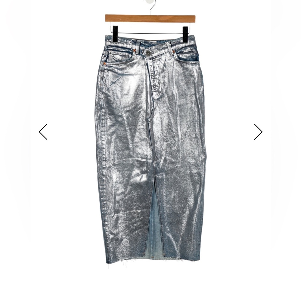 Reformation Silver Pencil Skirt